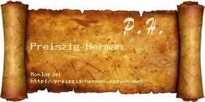 Preiszig Herman névjegykártya